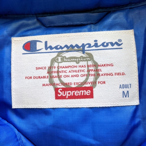 🔥 CHAMPION x SUPREME Puffy Blue Vest MEDIUM - Picture 5 of 8